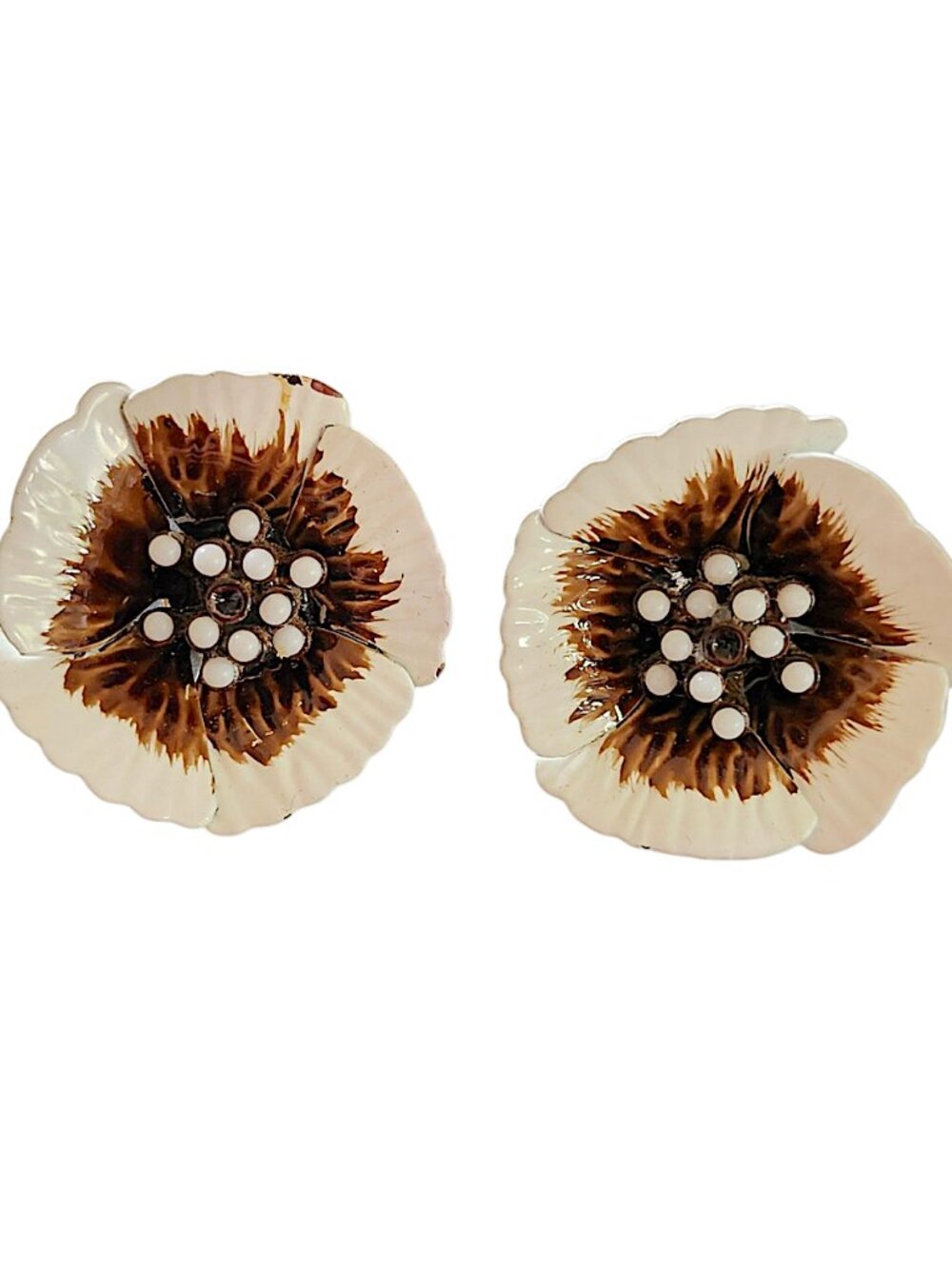 Vintage Hedy Enamel Flower Earrings 1960s